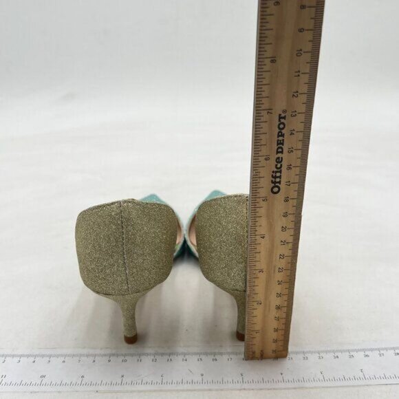 FOWT Green Pointed Toe Kitten Heel Pumps Slip On Two Toned D'Orsay Sandals - Picture 5 of 8